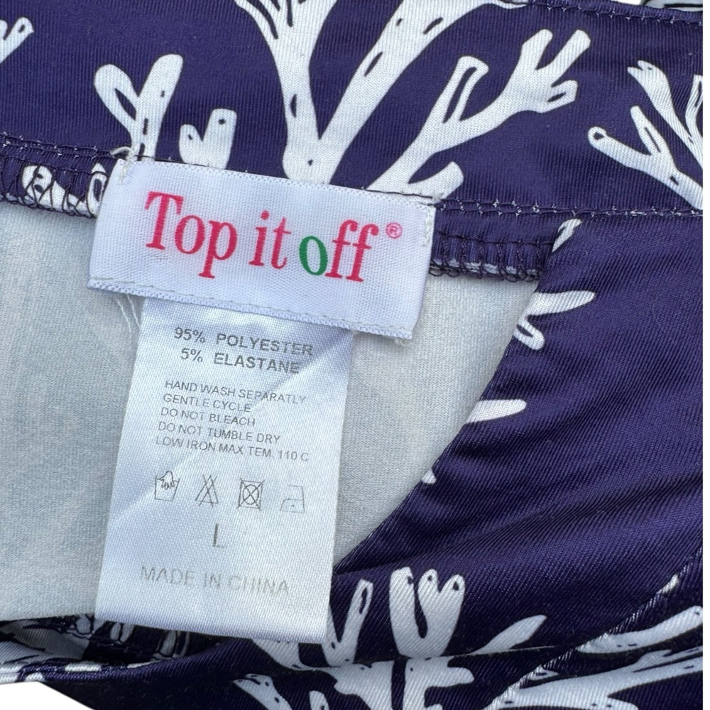 Top it Off Navy Coral Tunic Dress L Cover Up Resort Poolside Coastal Style - Picture 4 of 8